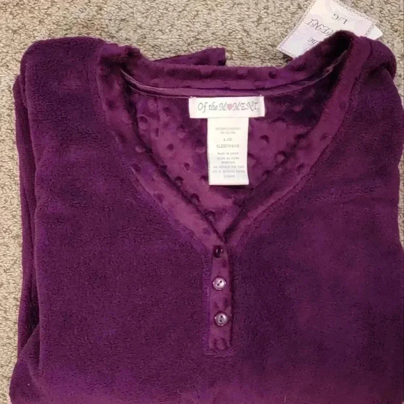 Of the Moment Purple Fleece Polka Dot Pajama Set NWT - Picture 4 of 7